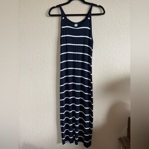 Old Navy Navy and White Striped Midi Dress